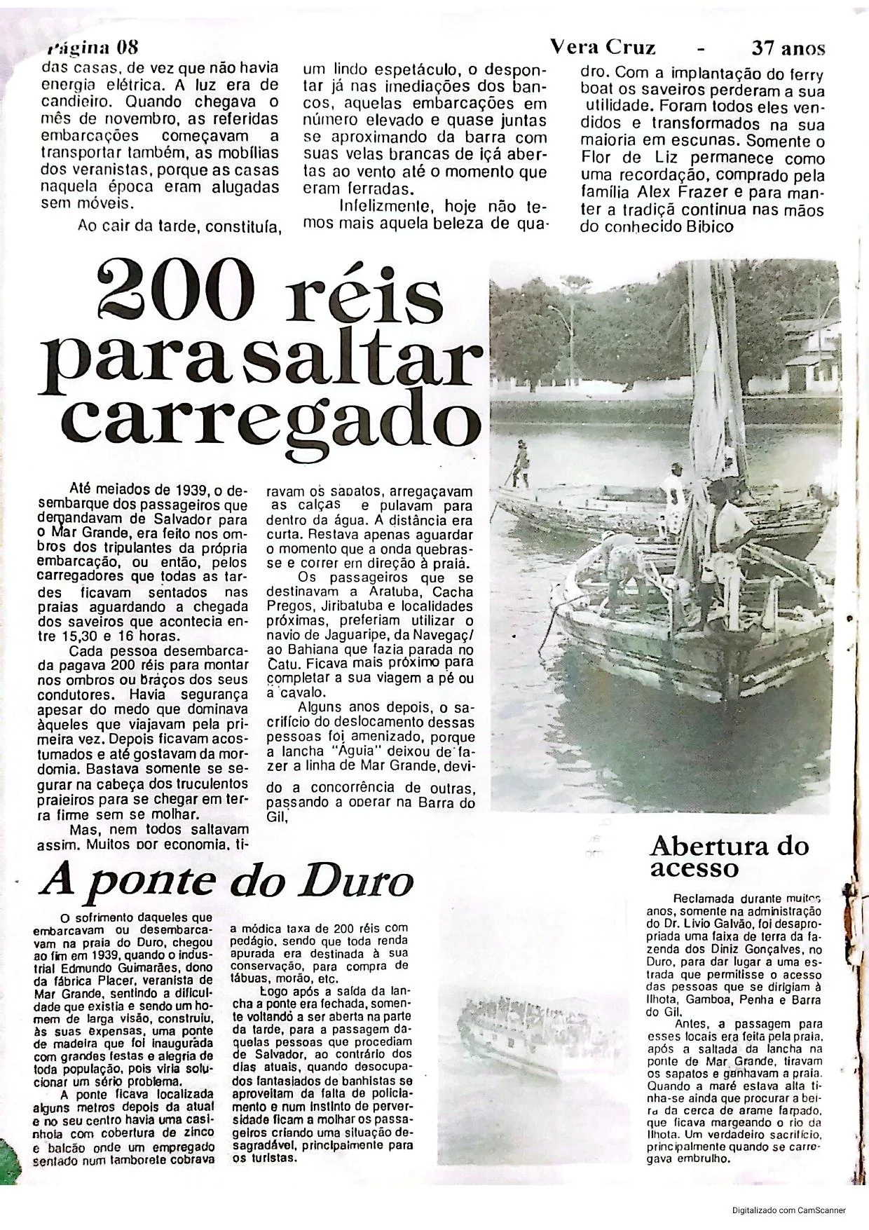 Continuação da reportagem sobre saveiros e mudanças no transporte marítimo de Vera Cruz